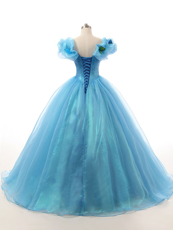 Blue Off Shoulder Cinderella Dress with ...